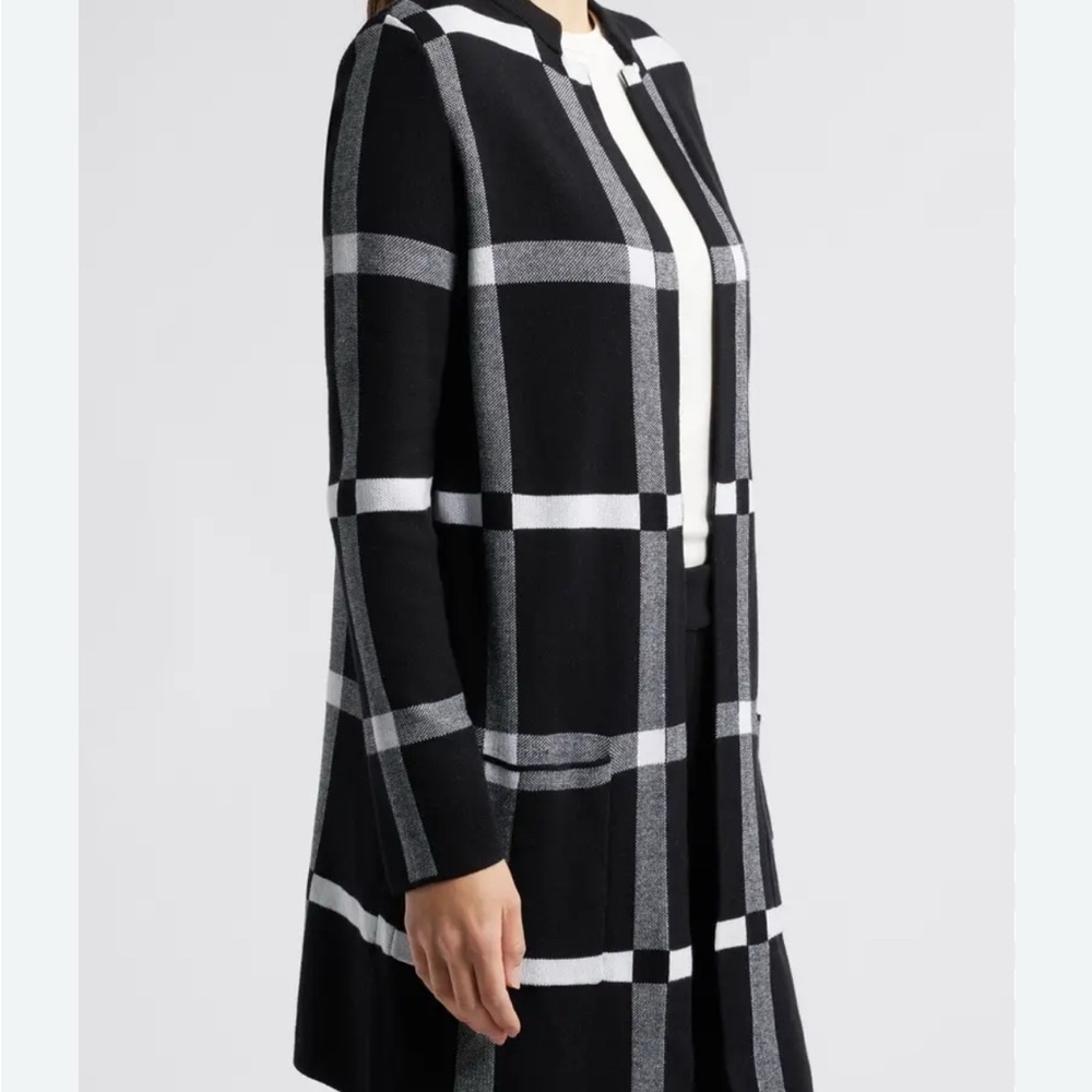 Kasper Black and Gray Checkered Cardigan - Picture 2 of 3